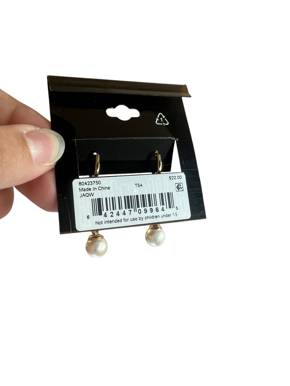 Anne Klein Gold-Tone Pearl and Cubic Zirconia Linear Drop Earrings - NWT - Picture 3 of 3